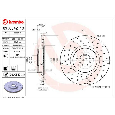Tarcza hamulcowa BREMBO 09.C542.1X