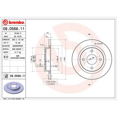 Tarcza hamulcowa BREMBO 08.D566.11