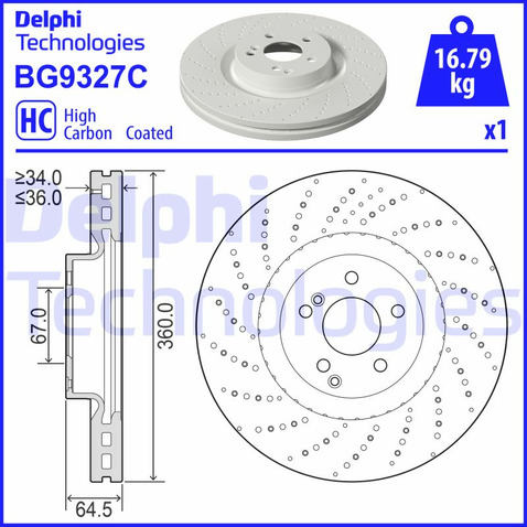 Tarcza hamulcowa DELPHI BG9327C