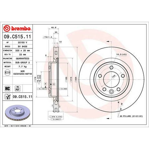 Tarcza hamulcowa BREMBO 09.C515.11