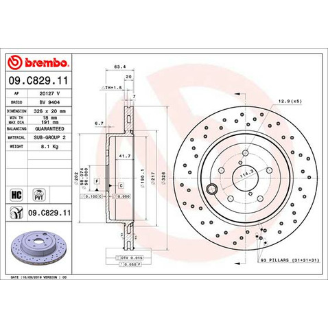 Tarcza hamulcowa BREMBO 09.C829.11