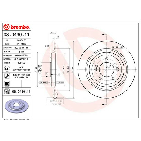 Tarcza hamulcowa BREMBO 08.D430.11
