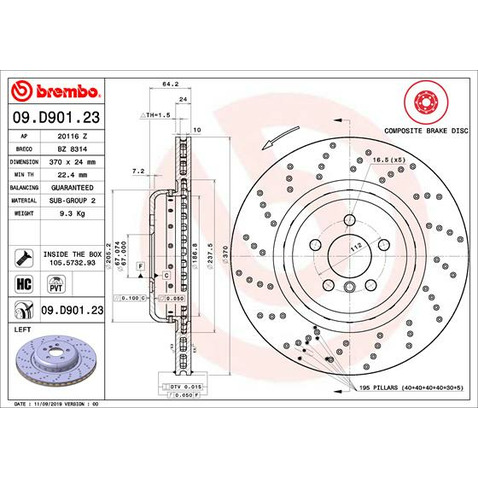 Tarcza hamulcowa BREMBO 09.D901.23