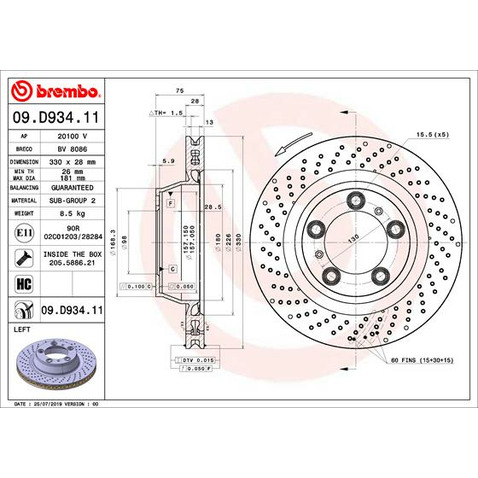 Tarcza hamulcowa BREMBO 09.D934.11