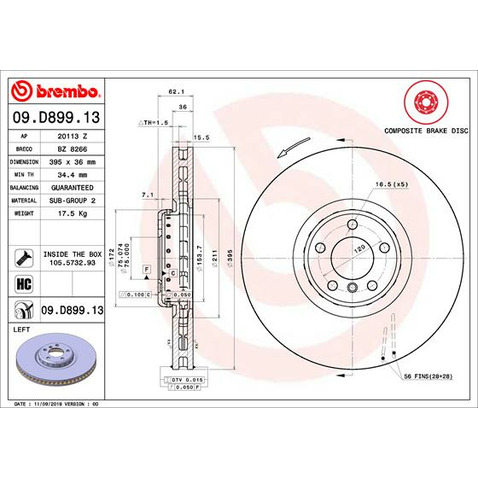 Tarcza hamulcowa BREMBO 09.D899.13