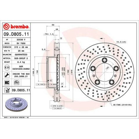 Tarcza hamulcowa BREMBO 09.D805.11