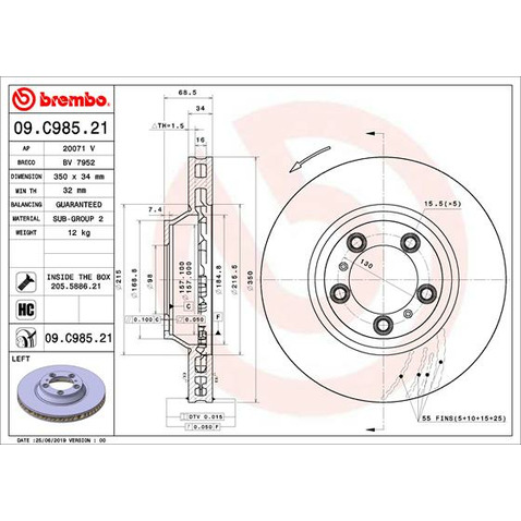 Tarcza hamulcowa BREMBO 09.C985.21