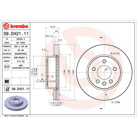 Tarcza hamulcowa BREMBO 09.D421.11