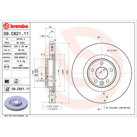 Tarcza hamulcowa BREMBO 09.C821.11