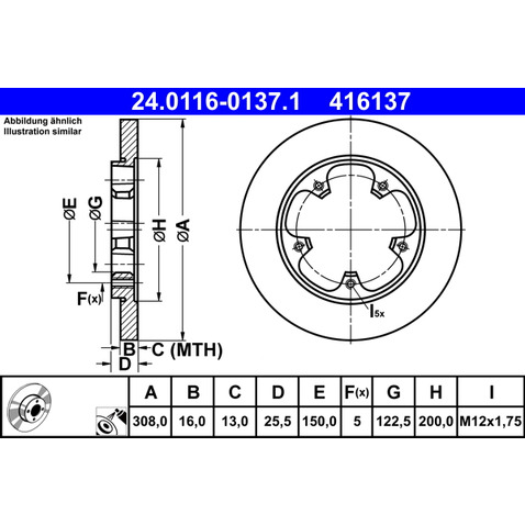 Tarcza hamulcowa ATE 24.0116-0137.1