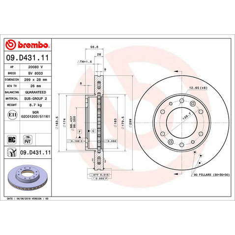 Tarcza hamulcowa BREMBO 09.D431.11