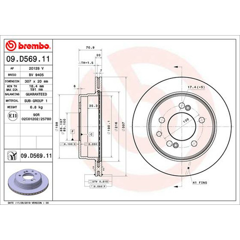 Tarcza hamulcowa BREMBO 09.D569.11