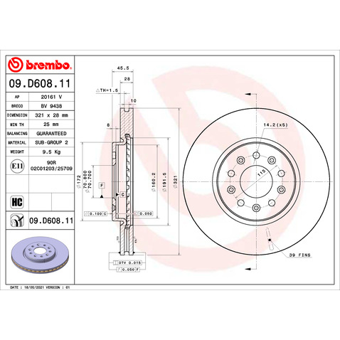 Tarcza hamulcowa BREMBO 09.D608.11