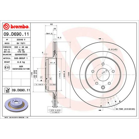 Tarcza hamulcowa BREMBO 09.D690.11