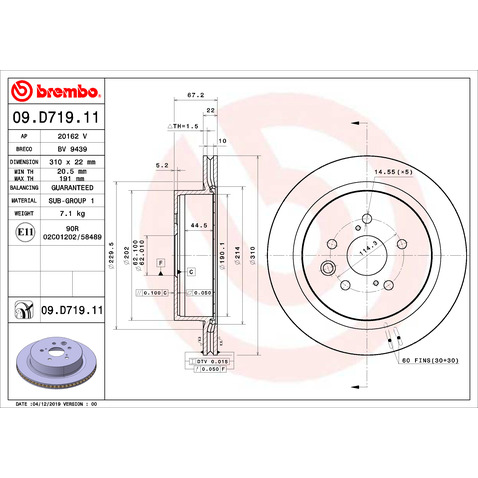Tarcza hamulcowa BREMBO 09.D719.11