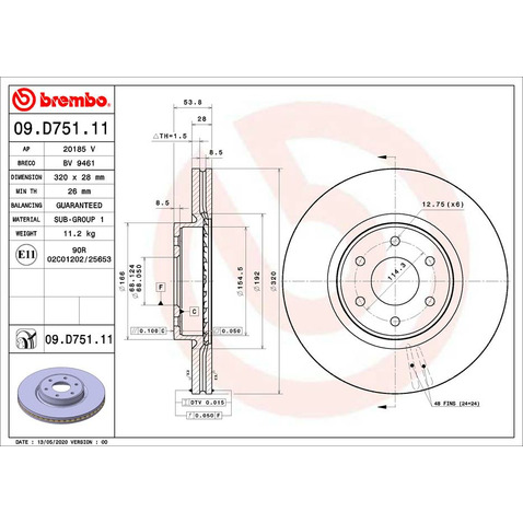 Tarcza hamulcowa BREMBO 09.D751.11