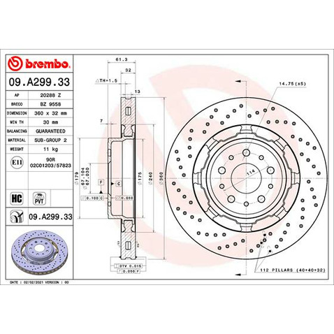 Tarcza hamulcowa BREMBO 09.A299.33