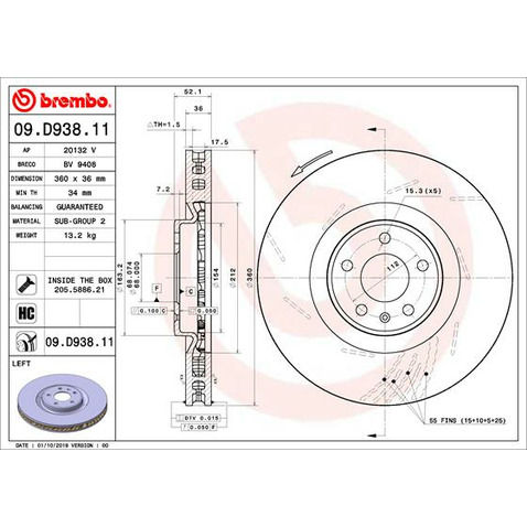 Tarcza hamulcowa BREMBO 09.D938.11