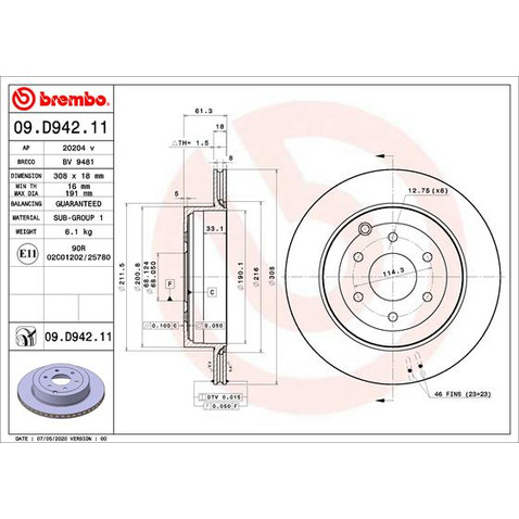 Tarcza hamulcowa BREMBO 09.D942.11