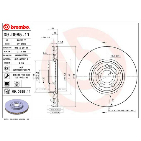 Tarcza hamulcowa BREMBO 09.D985.11
