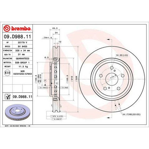 Tarcza hamulcowa BREMBO 09.D988.11