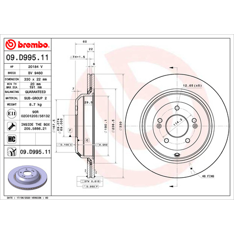 Tarcza hamulcowa BREMBO 09.D995.11