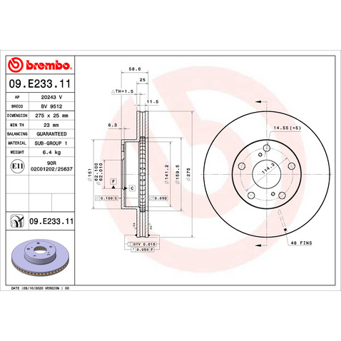 Tarcza hamulcowa BREMBO 09.E233.11