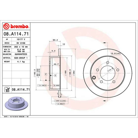 Tarcza hamulcowa BREMBO 08.A114.71