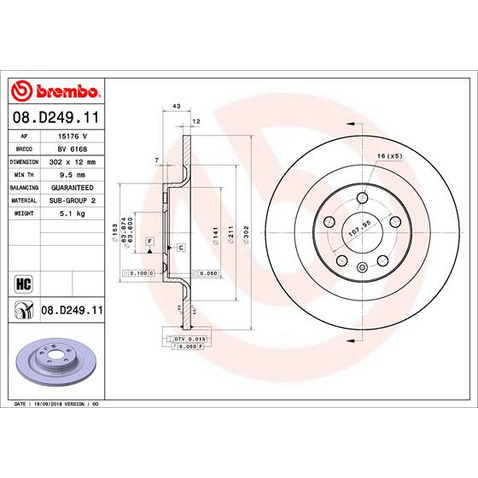 Tarcza hamulcowa BREMBO 08.D249.11