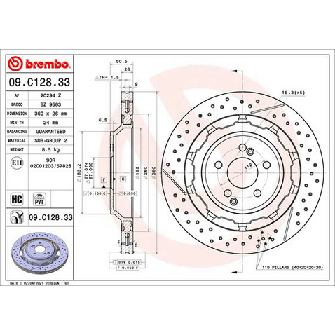 Tarcza hamulcowa BREMBO 09.C128.33