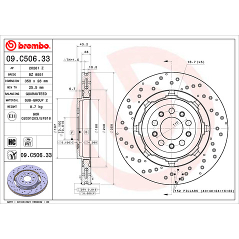 Tarcza hamulcowa BREMBO 09.C506.33