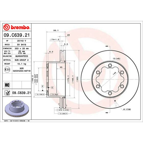 Tarcza hamulcowa BREMBO 09.C639.21