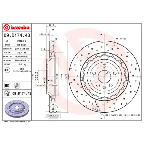 Tarcza hamulcowa BREMBO 09.D174.43