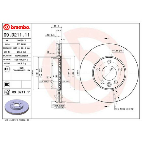 Tarcza hamulcowa BREMBO 09.D211.11