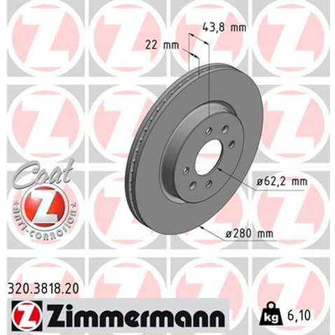 Tarcza hamulcowa ZIMMERMANN 320.3818.20