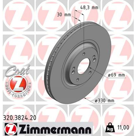 Tarcza hamulcowa ZIMMERMANN 320.3824.20