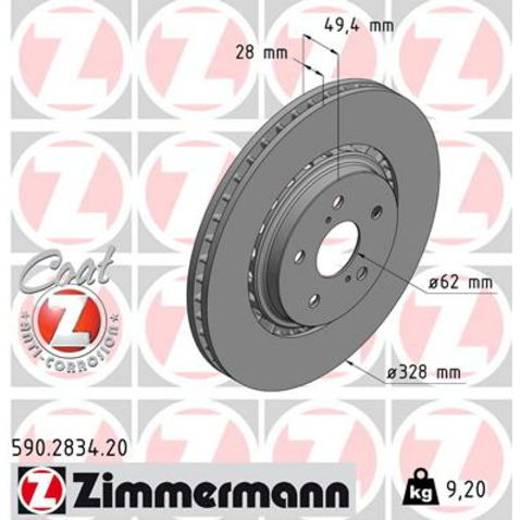 Tarcza hamulcowa ZIMMERMANN 590.2834.20