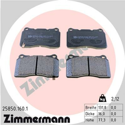 Klocki hamulcowe - komplet ZIMMERMANN 25850.160.1