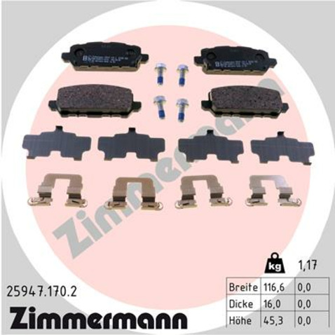 Klocki hamulcowe - komplet ZIMMERMANN 25947.170.2
