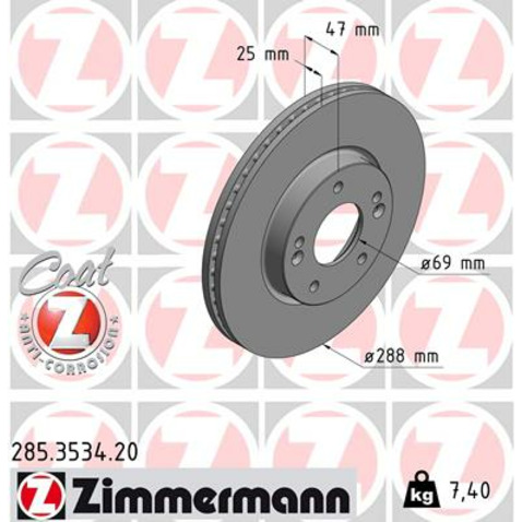 Tarcza hamulcowa ZIMMERMANN 285.3534.20