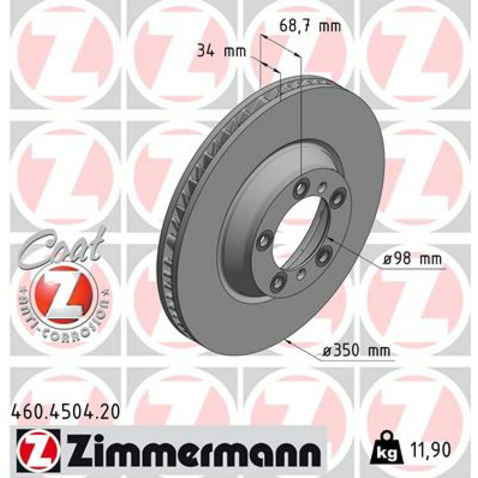 Tarcza hamulcowa ZIMMERMANN 460.4504.20