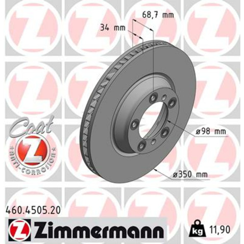 Tarcza hamulcowa ZIMMERMANN 460.4505.20