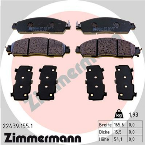 Klocki hamulcowe - komplet ZIMMERMANN 22439.155.1