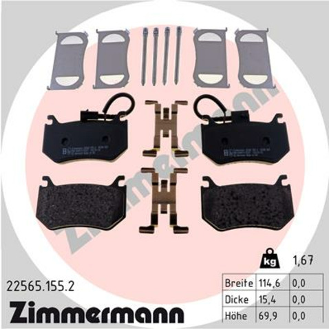 Klocki hamulcowe - komplet ZIMMERMANN 22565.155.2
