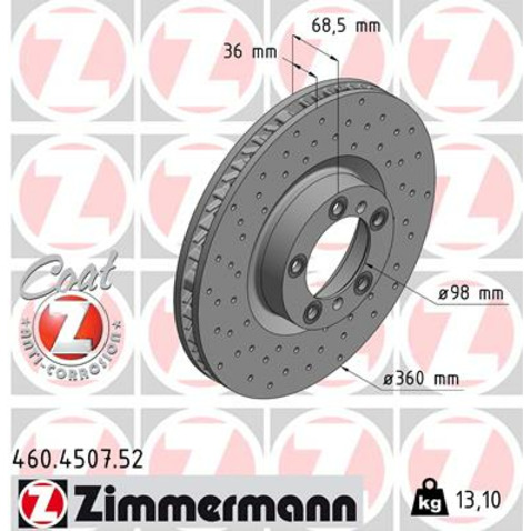 Tarcza hamulcowa ZIMMERMANN 460.4507.52