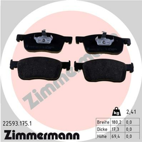 Klocki hamulcowe - komplet ZIMMERMANN 22593.175.1