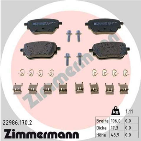 Klocki hamulcowe - komplet ZIMMERMANN 22986.170.2