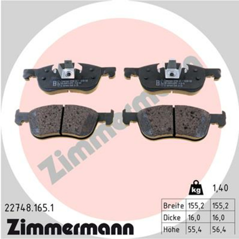 Klocki hamulcowe - komplet ZIMMERMANN 22748.165.1