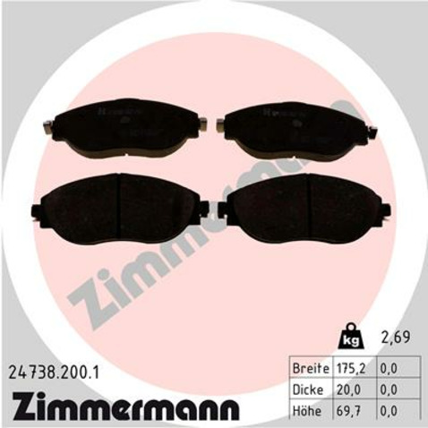 Klocki hamulcowe - komplet ZIMMERMANN 24738.200.1