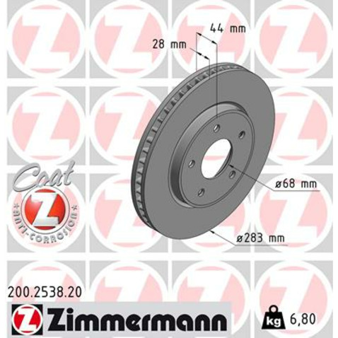 Tarcza hamulcowa ZIMMERMANN 200.2538.20